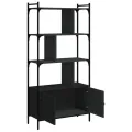 Bibliothèque avec portes noir 76,5x30x154,5cm bois d'ingénierie