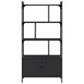 Bibliothèque avec portes noir 76,5x30x154,5cm bois d'ingénierie
