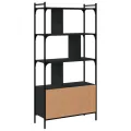 Bibliothèque avec portes noir 76,5x30x154,5cm bois d'ingénierie