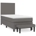 cadre de lit avec matelas Gris 100x200 cm Similicuir