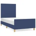 Cadre de lit sans matelas bleu 90x190 cm tissu