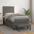 cadre de lit avec matelas Gris 90x190 cm Similicuir