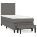 cadre de lit avec matelas Gris 90x200 cm Similicuir