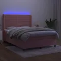 cadre de lit matelas et LED Rose 140x200 cm Velours
