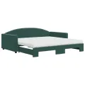 Lit de jour et gigogne et matelas vert foncé 100x200 cm velours