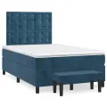 cadre de lit et matelas Bleu foncé 120x200cm Velours