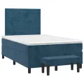 cadre de lit et matelas Bleu foncé 120x200cm Velours