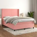 cadre de lit avec matelas Rose 140x200 cm Velours
