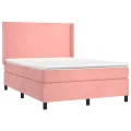 cadre de lit avec matelas Rose 140x200 cm Velours