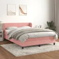 cadre de lit avec matelas Rose 140x190 cm Velours