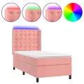 cadre de lit matelas et LED Rose 90x190 cm Velours