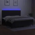 cadre de lit et matelas et LED Noir 200x200 cm Tissu
