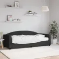 Lit de jour avec matelas noir 90x190 cm tissu