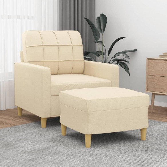 Fauteuil avec repose-pied Crème 60 cm Tissu