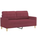 Ensemble de canapés 2 pcs avec coussins Rouge bordeaux Tissu