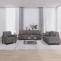 Ensemble de canapés 3 pcs avec coussins gris similicuir