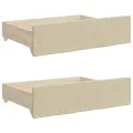 Tiroirs de lit 2 pcs crème bois d'ingénierie et tissu