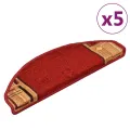 Tapis d'escalier autoadhésifs 5 pcs 65x21x4 cm Rouge