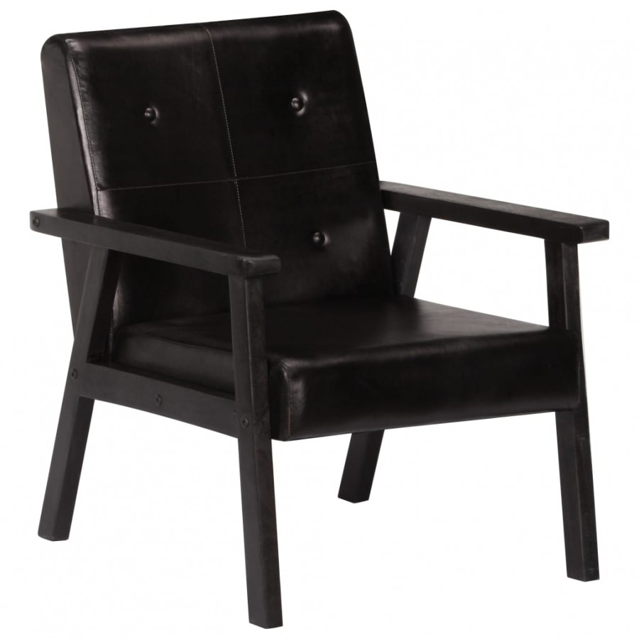 Fauteuil noir cuir véritable