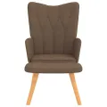 Chaise de relaxation avec tabouret Marron Tissu