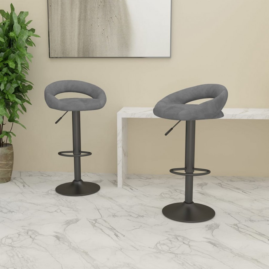 Tabourets de bar lot de 2 gris clair velours