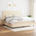 cadre de lit avec matelas Crème 200x200 cm Tissu