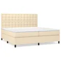 cadre de lit avec matelas Crème 200x200 cm Tissu