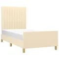 Cadre de lit sans matelas crème 80x200 cm tissu