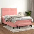 cadre de lit avec matelas Rose 140x200 cm Velours