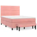 cadre de lit avec matelas Rose 140x200 cm Velours