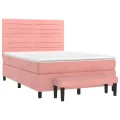 cadre de lit avec matelas Rose 140x200 cm Velours