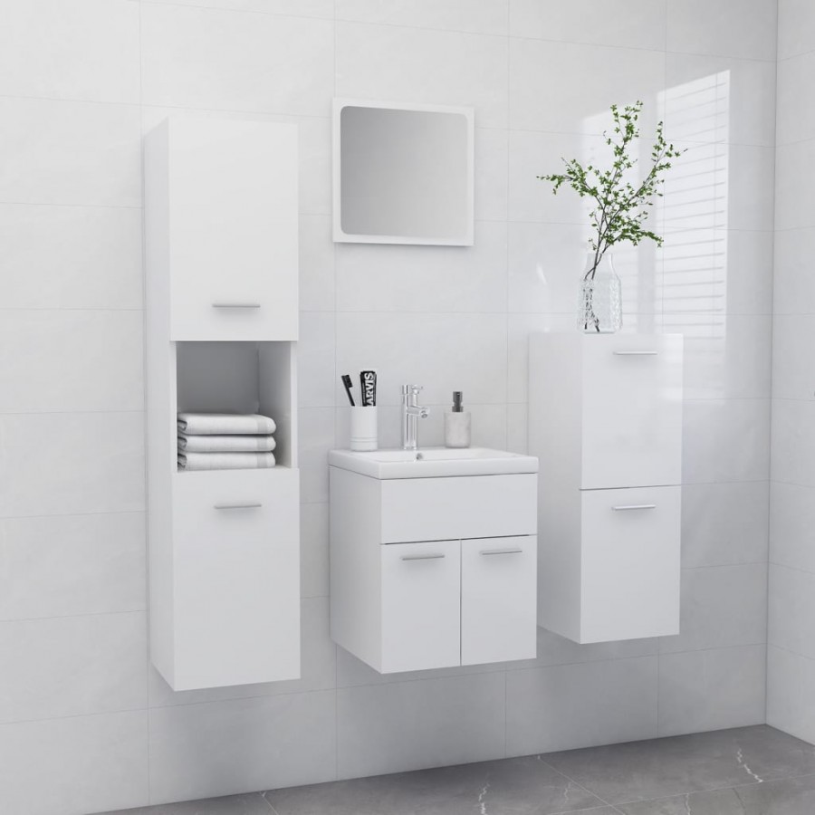 Ensemble de meubles de salle de bain Blanc brillant Aggloméré