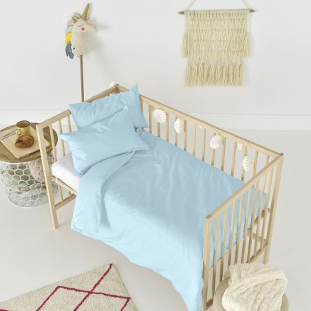 Dekbedovertrek set HappyFriday Basic Kids Blauw Wieg voor baby's 2 Ond