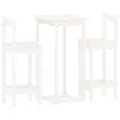Ensemble de bar 3 pcs Blanc Bois de pin massif