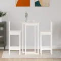 Ensemble de bar 3 pcs Blanc Bois de pin massif