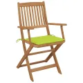 Chaises pliables d'extérieur et coussins lot de 8 Bois d'acacia