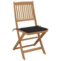 Chaises pliables de jardin lot de 2 avec coussins Bois d'acacia