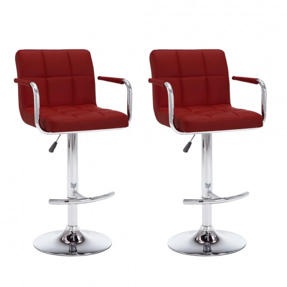 Tabourets de bar lot de 2 rouge bordeaux similicuir