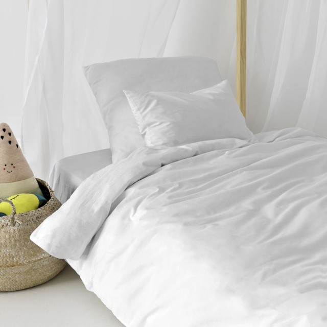 Dekbedovertrek set HappyFriday Basic Kids Wit Bed van 80 2 Onderdelen