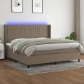 cadre de lit matelas et LED Taupe 200x200 cm Tissu