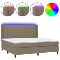 cadre de lit matelas et LED Taupe 200x200 cm Tissu