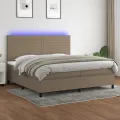 cadre de lit et matelas et LED Taupe 200x200cm Tissu