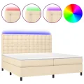 cadre de lit et matelas et LED Crème 200x200cm Tissu