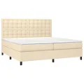 cadre de lit et matelas et LED Crème 200x200cm Tissu