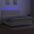 cadre de lit et matelas et LED Crème 200x200cm Tissu