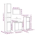 Ensemble de meubles de salle de bain 4 pcs Sonoma gris