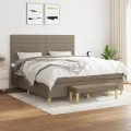 cadre de lit avec matelas Taupe 160x200 cm Tissu