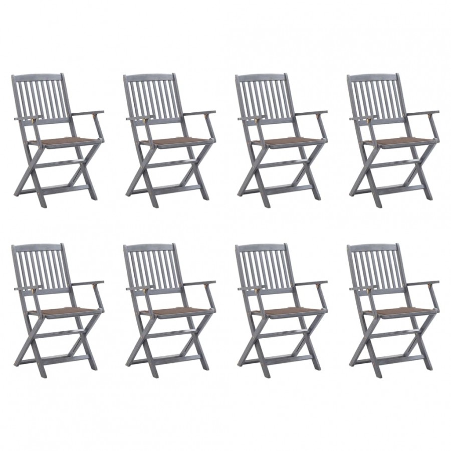 Chaises pliables d'extérieur lot de 8 et coussins Bois d'acacia