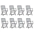 Chaises pliables d'extérieur lot de 8 et coussins Bois d'acacia