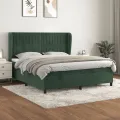 cadre de lit et matelas Vert foncé 160x200cm Velours